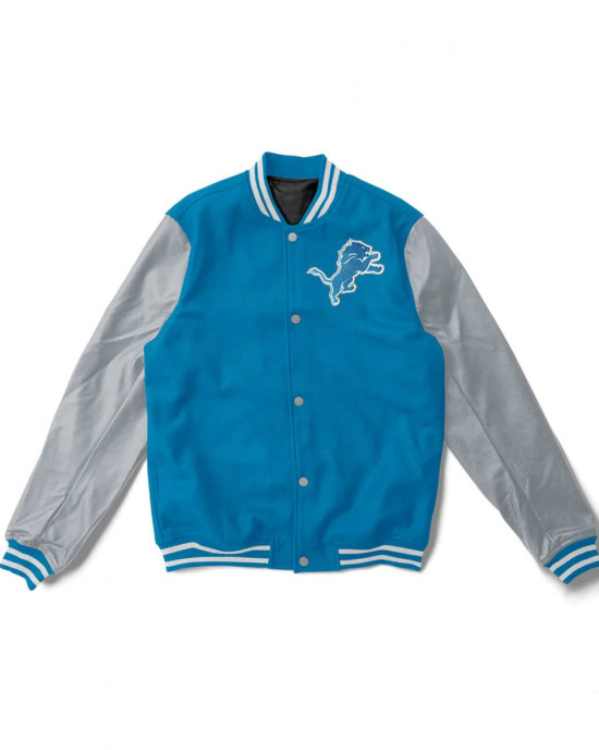 Varsity Detroit Lions Light Blue and Gray Two Tone Jacket Varsity Detroit Lions Light Blue and Gray Two Tone Jacket