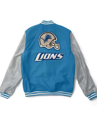  Varsity Detroit Lions Light Blue and Gray Two Tone Jacket