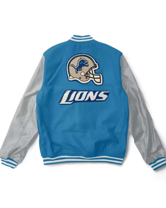 Varsity Detroit Lions Light Blue and Gray Two Tone Jacket Varsity Detroit Lions Light Blue and Gray Two Tone Jacket