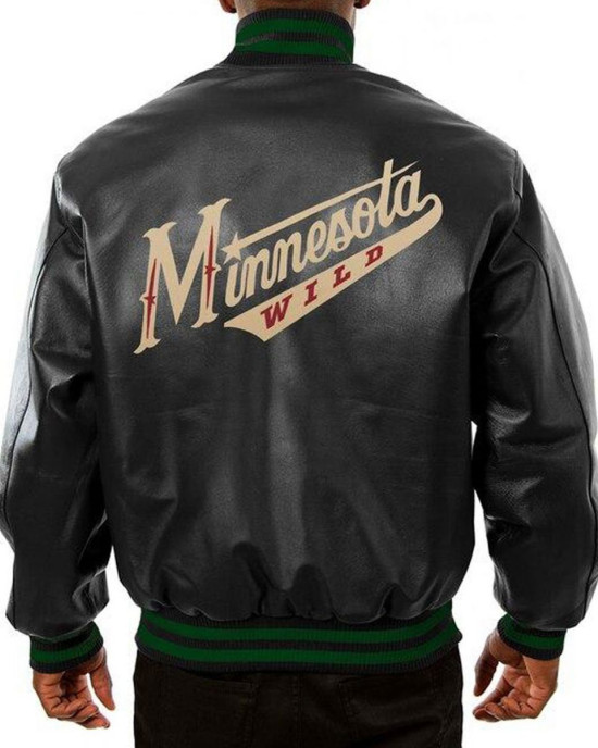 Varsity Minnesota Wild Black Leather Jacket Varsity Minnesota Wild Black Leather Jacket