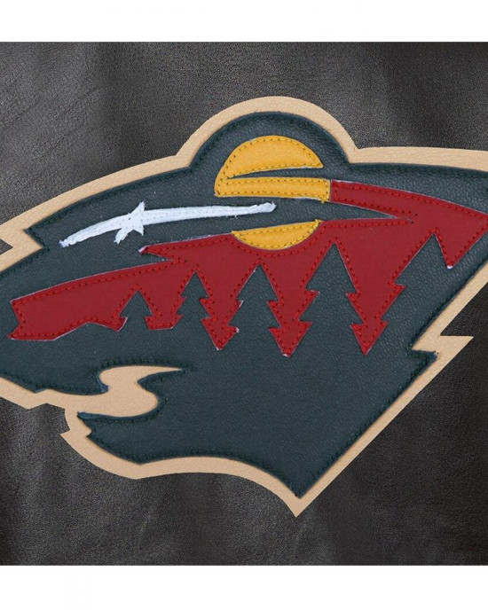 Varsity Minnesota Wild Black Leather Jacket Varsity Minnesota Wild Black Leather Jacket