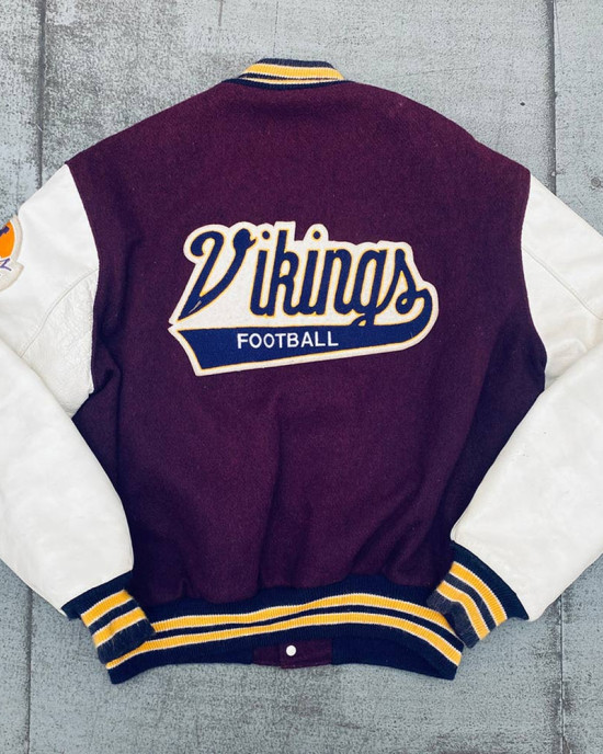 1980’s Minnesota Vikings NFC Champs Patch Varsity Jacket 1980’s Minnesota Vikings NFC Champs Patch Varsity Jacket