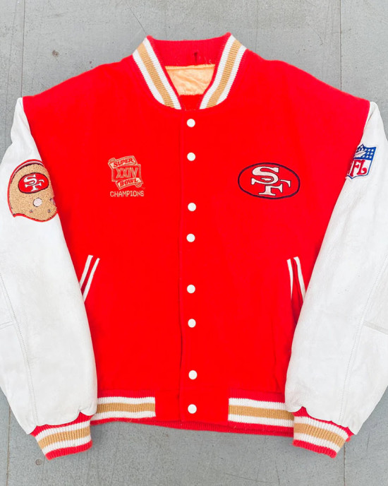1990 Super Bowl XXIV Champions San Francisco 49ers Varsity Jacket 1990 Super Bowl XXIV Champions San Francisco 49ers Varsity Jacket