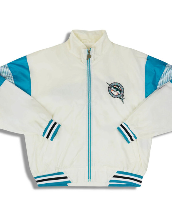 1990s Florida Marlins Off White Full-Zip Rain Jacket