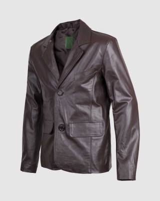 2 Button Brown Leather Blazer