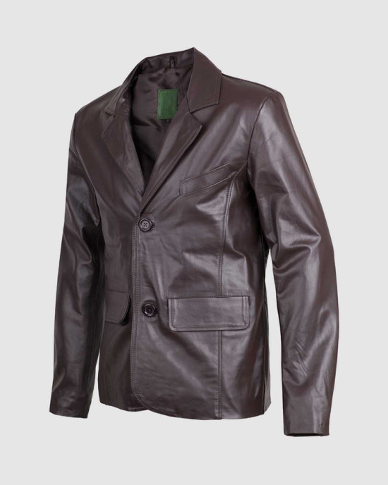 2 Button Brown Leather Blazer 2 Button Brown Leather Blazer