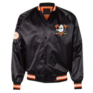 30th Anniversary Anaheim Ducks Black Satin Jacket