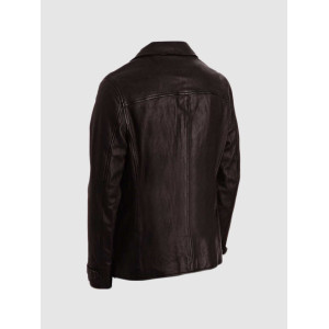 4 Button Brown Leather Coat