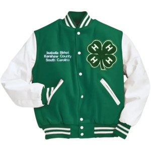 4h Green and White Varsity jacket