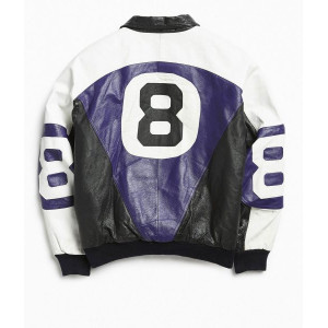 8 Ball Bomber Purple Leather Jacket