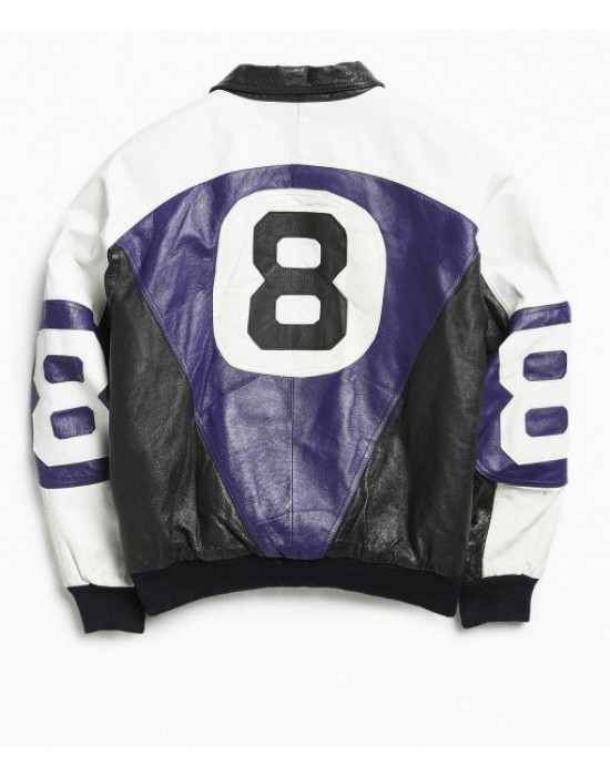 8 Ball Bomber Purple Leather Jacket