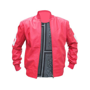 8 Ball Pink Bomber Leather Jacket