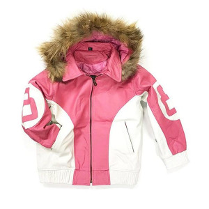 8 Ball Pink and White Hooded Parka Jacket