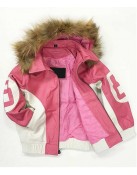 8 Ball Pink and White Hooded Parka Jacket