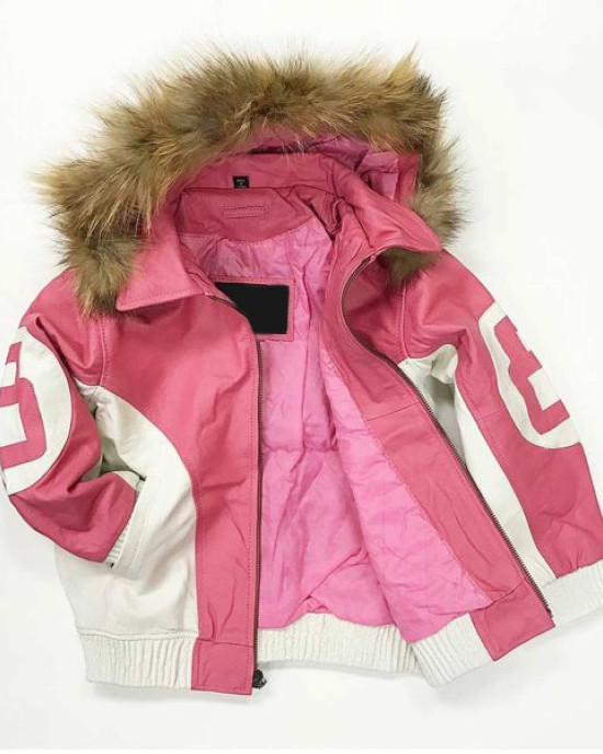 8 Ball Pink and White Hooded Parka Jacket 8 Ball Pink and White Hooded Parka Jacket