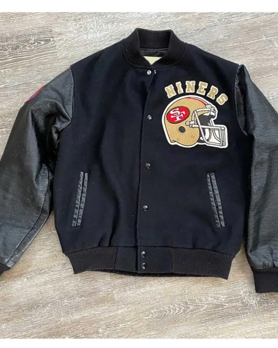 80’s San Francisco 49ers Black Wool And Leather Varsity Jacket 80’s San Francisco 49ers Black Wool And Leather Varsity Jacket