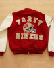80’s San Francisco 49ers Red Wool And White Leather Varsity Jacket 80’s San Francisco 49ers Red Wool And White Leather Varsity Jacket