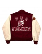 80’s USC Trojans Maroon and White Wool Varsity Jacket