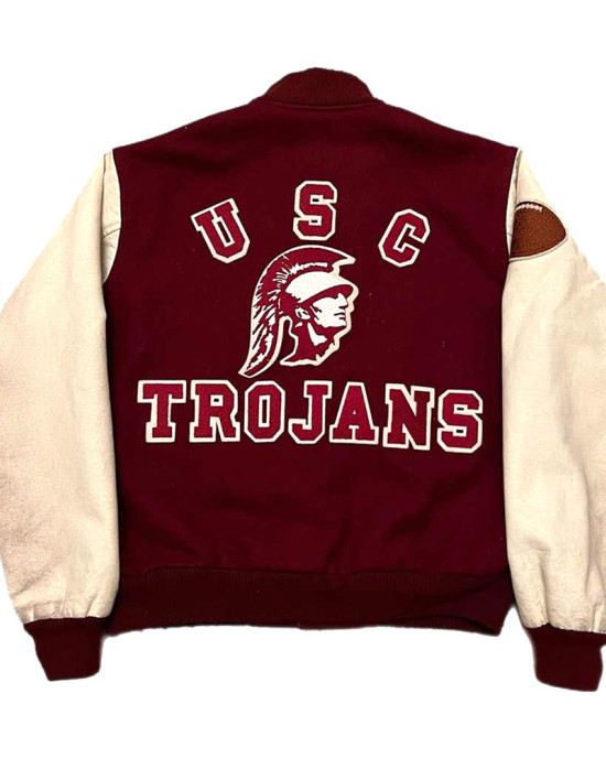 80’s USC Trojans Maroon and White Wool Varsity Jacket 80’s USC Trojans Maroon and White Wool Varsity Jacket