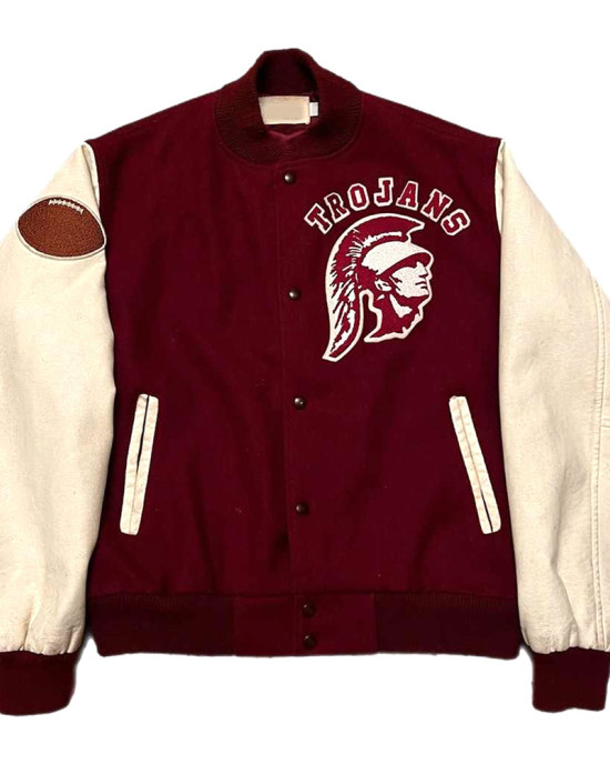 80’s USC Trojans Maroon and White Wool Varsity Jacket 80’s USC Trojans Maroon and White Wool Varsity Jacket