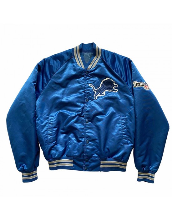 80’s Detroit Lions Blue Satin  Jacket