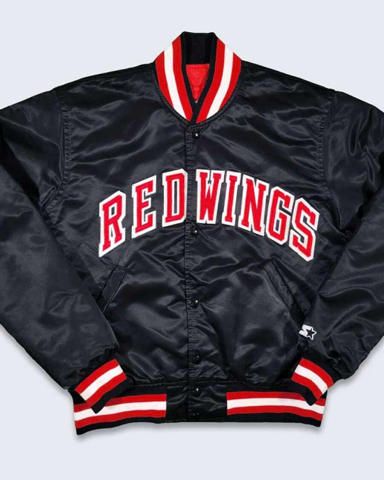 80’s Detroit Red Wings Black Bomber Jacket 80’s Detroit Red Wings Black Bomber Jacket