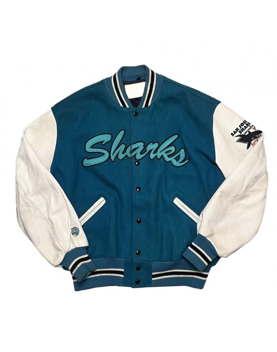 90’s San Jose Sharks Teal Blue Varsity Jacket