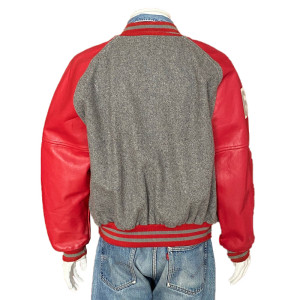 90s Gray Red Letterman Jacket