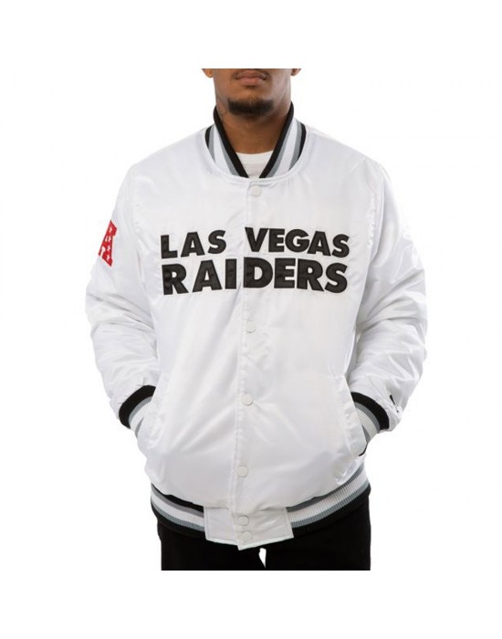 A Stars Las Vegas Raiders White Satin Jacket