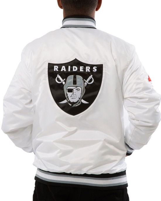 A Stars Las Vegas Raiders White Satin Jacket A Stars Las Vegas Raiders White Satin Jacket