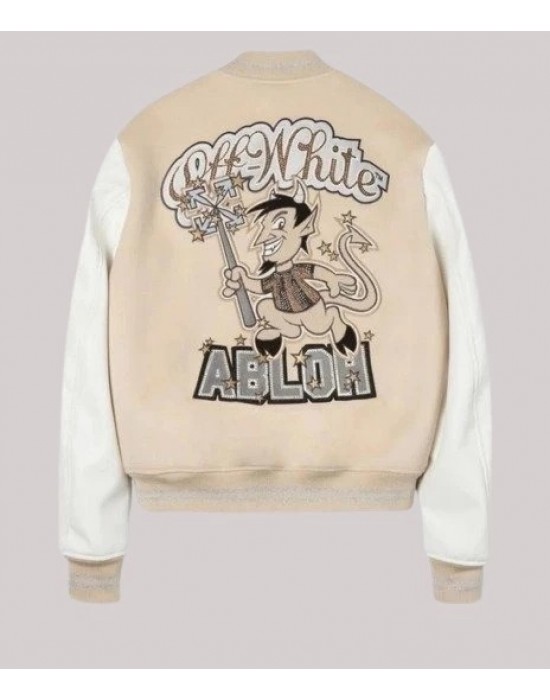 AC Milan Off White College Varsity Bomber Jacket