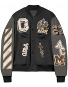 AC Milan Off White College Varsity Bomber Jacket