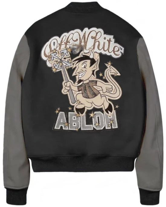 AC Milan Off White College Varsity Bomber Jacket AC Milan Off White College Varsity Bomber Jacket