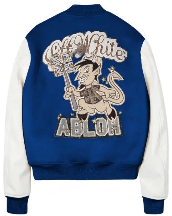 AC Milan Off White College Varsity Bomber Jacket AC Milan Off White College Varsity Bomber Jacket