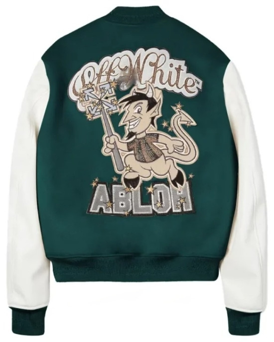 AC Milan Off White College Varsity Bomber Jacket AC Milan Off White College Varsity Bomber Jacket