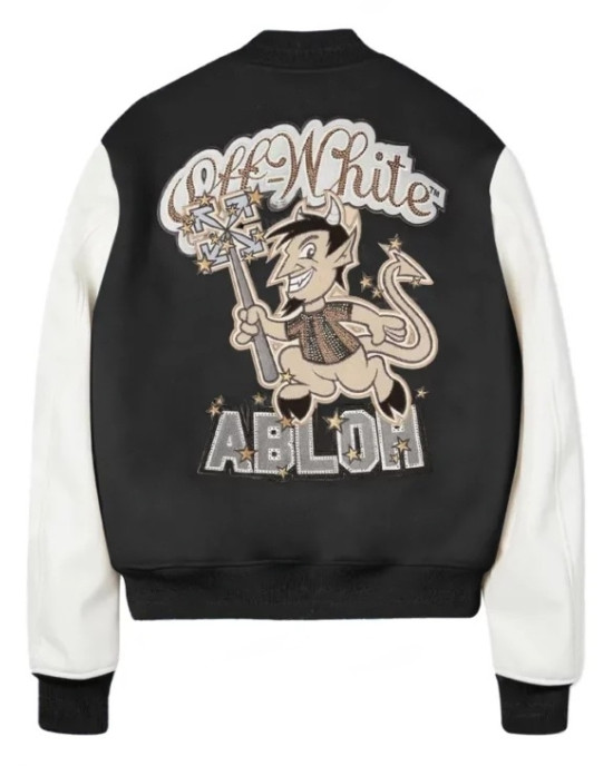 AC Milan Off White College Varsity Bomber Jacket AC Milan Off White College Varsity Bomber Jacket