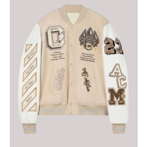 AC Milan Off White College Varsity Bomber Jacket