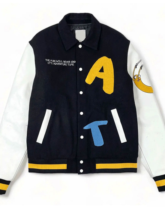 Adventure Time Black and White Varsity Jacket Adventure Time Black and White Varsity Jacket