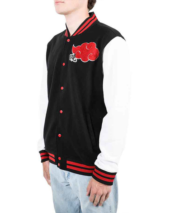 Akatsuki Black and White Varsity Jacket Akatsuki Black and White Varsity Jacket