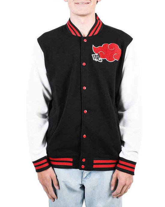 Akatsuki Black and White Varsity Jacket Akatsuki Black and White Varsity Jacket