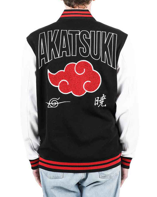 Akatsuki Black and White Varsity Jacket Akatsuki Black and White Varsity Jacket