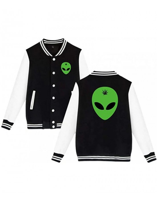 Alien Head Leaf Weed Varsity Jacket