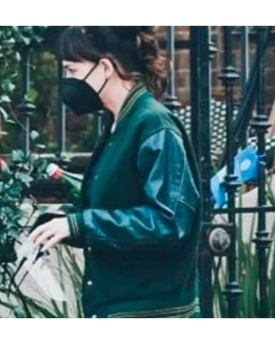 Am I Ok Lucy Green Varsity Bomber Jacket Am I Ok Lucy Green Varsity Bomber Jacket