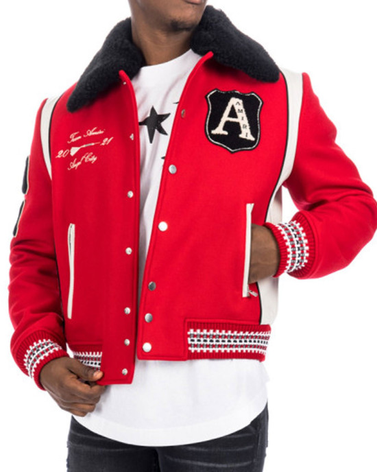 Amiri Always on Point Red Wool Varsity Jacket Amiri Always on Point Red Wool Varsity Jacket