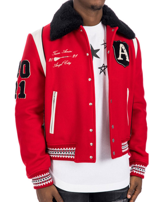 Amiri Always on Point Red Wool Varsity Jacket Amiri Always on Point Red Wool Varsity Jacket