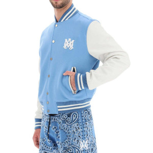 Amiri Blue and White Wool Varsity Letterman Jacket