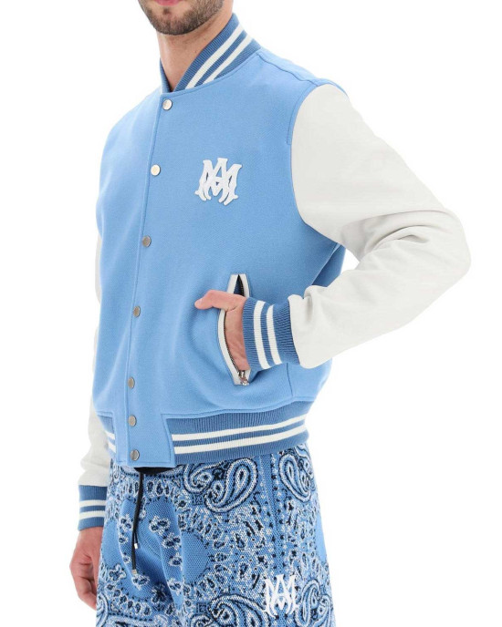 Amiri Blue and White Wool Varsity Letterman Jacket Amiri Blue and White Wool Varsity Letterman Jacket