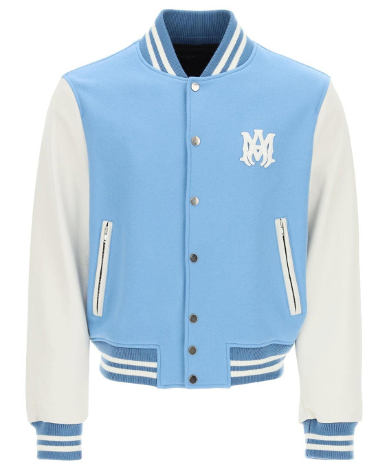 Amiri Blue and White Wool Varsity Letterman Jacket Amiri Blue and White Wool Varsity Letterman Jacket