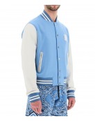 Amiri Blue and White Wool Varsity Letterman Jacket