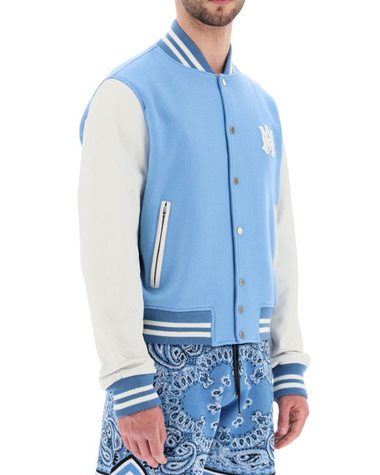 Amiri Blue and White Wool Varsity Letterman Jacket Amiri Blue and White Wool Varsity Letterman Jacket